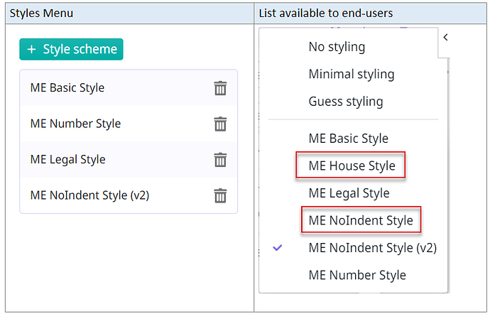 Styling list discrepancy